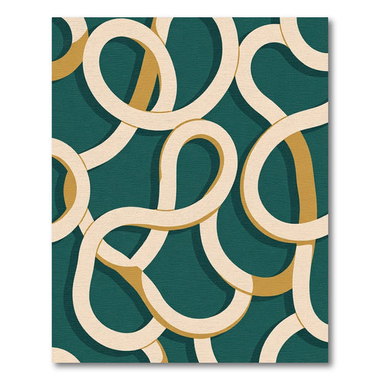 Deep Teal Cream Ribbon Intertwine Rug