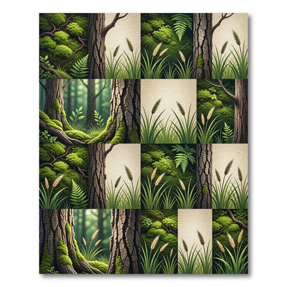 Forest Floor Greenery Wheat Stalks Rug