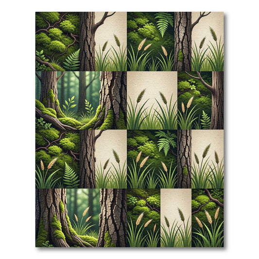Forest Floor Greenery Wheat Stalks Rug