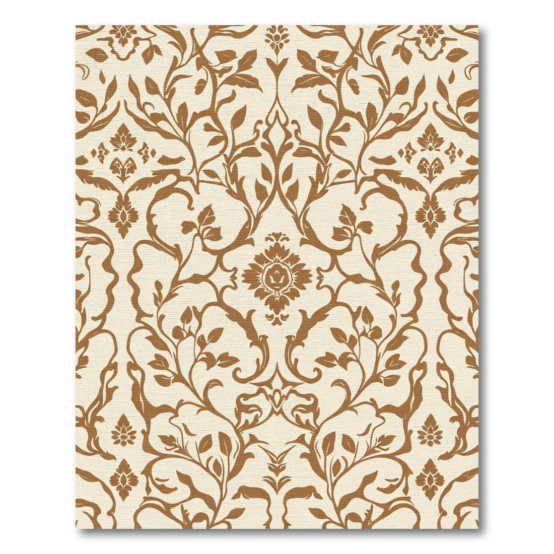 Classic Terra Cotta Floral Damask Rug