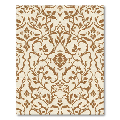 Classic Terra Cotta Floral Damask Rug