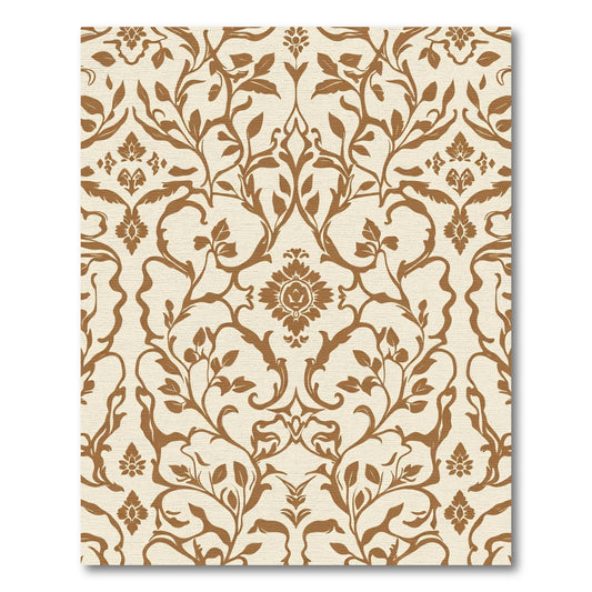 Classic Terra Cotta Floral Damask Rug