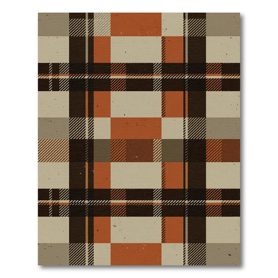 Rustic Burnt Orange Plaid Geometric Rug