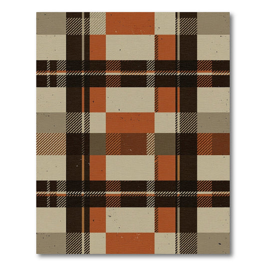 Rustic Burnt Orange Plaid Geometric Rug