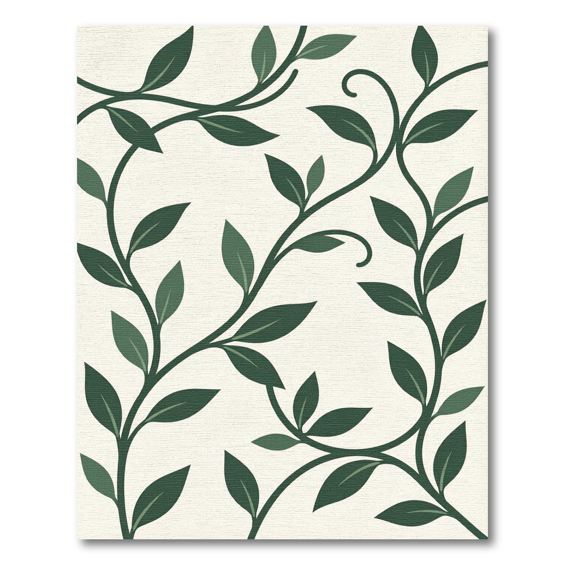 Green Botanical Vine Leaf Illustration Rug