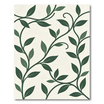 Green Botanical Vine Leaf Illustration Rug