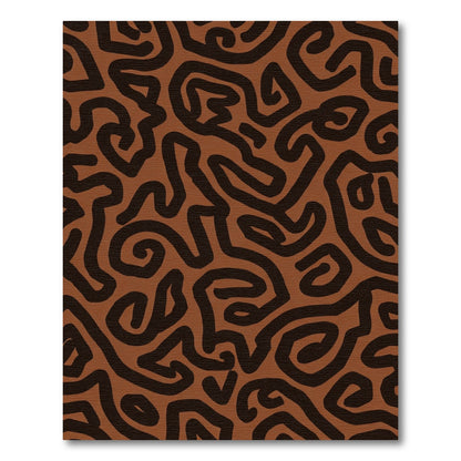 Terracotta And Brown Abstract Swirls Rug