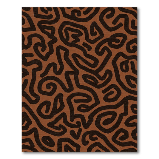 Terracotta And Brown Abstract Swirls Rug
