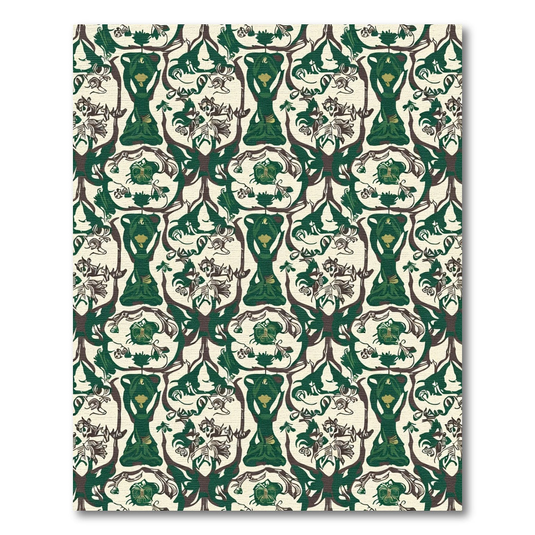Emerald green forest deity intricate pattern Rug