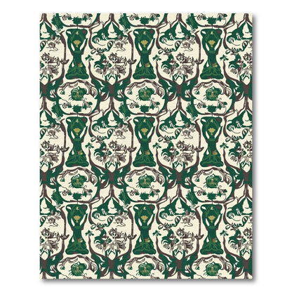 Emerald green forest deity intricate pattern Rug