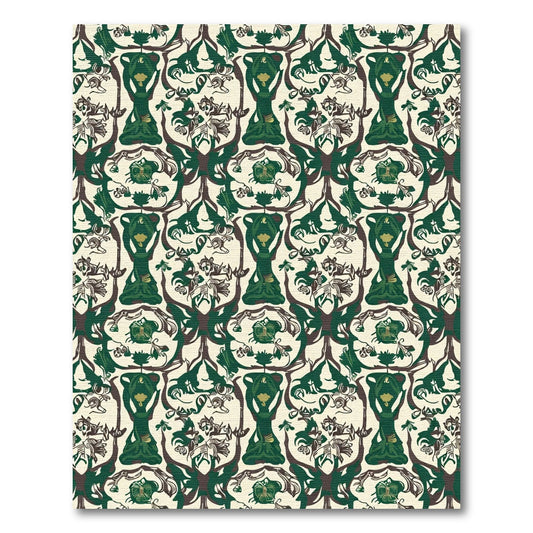 Emerald green forest deity intricate pattern Rug