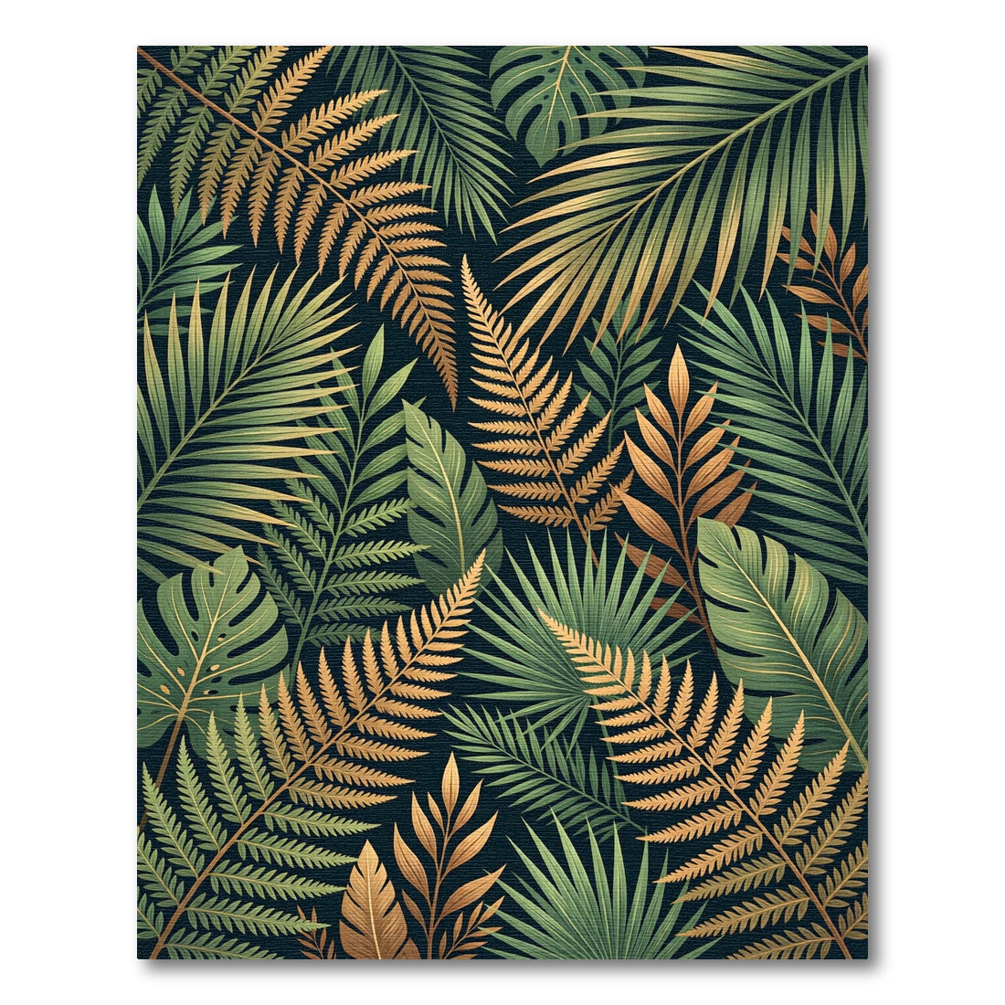 Lush Golden Tropical Foliage Rug