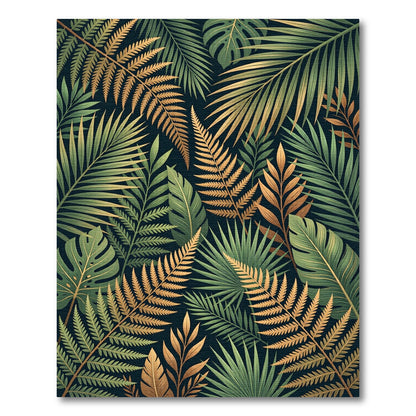 Lush Golden Tropical Foliage Rug