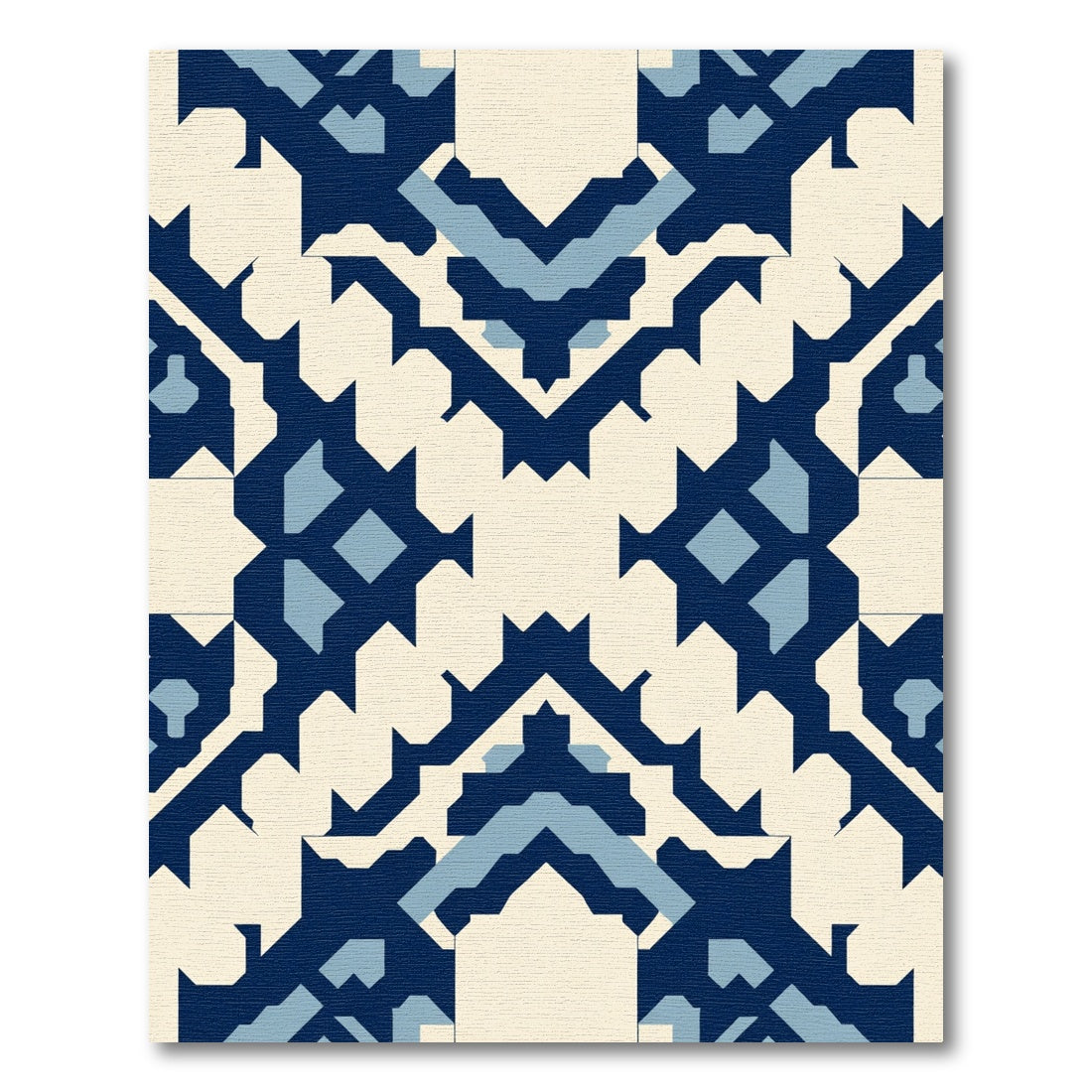 Navy Blue Geometric Arch Medallion Rug