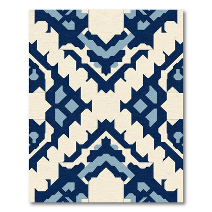 Navy Blue Geometric Arch Medallion Rug