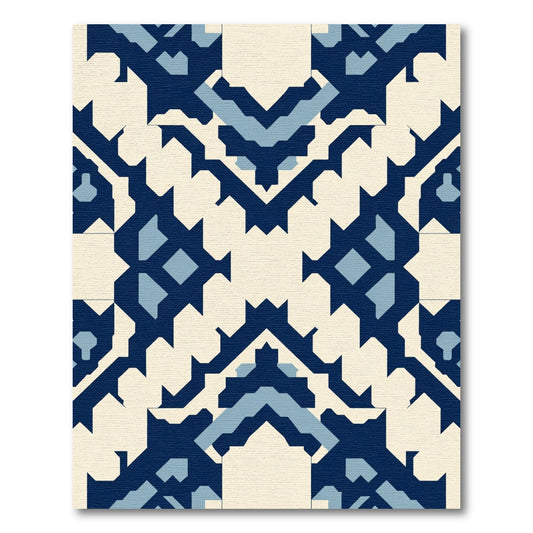 Navy Blue Geometric Arch Medallion Rug