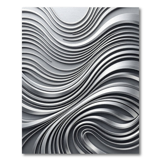 Modern Silver Metallic Flowing Abstract Swirl Rug