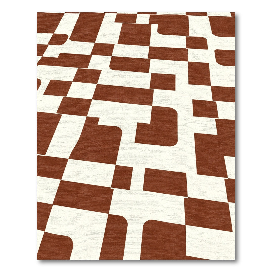 Brown Cream Checkerboard Squares Rug