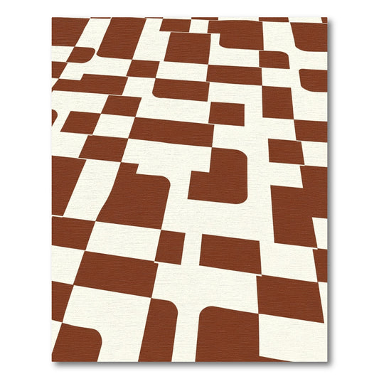 Brown Cream Checkerboard Squares Rug