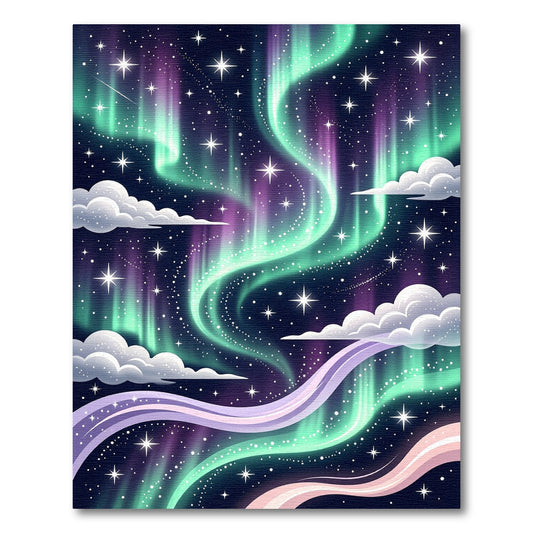 Cosmic Aurora Swirl Starry Night Rug