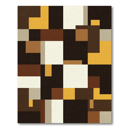 Abstract Geometric Earth Tones Rectangles Rug