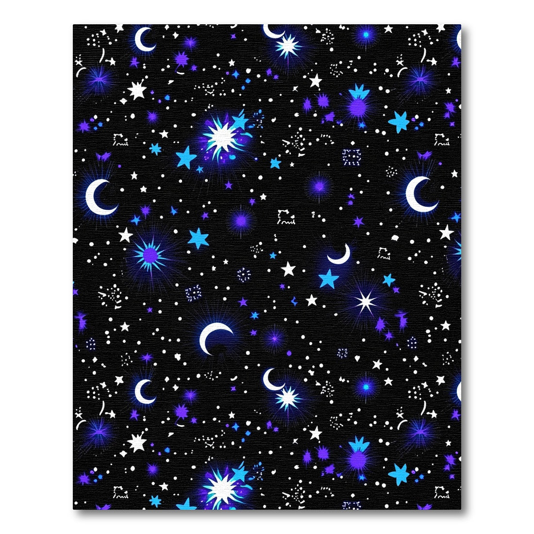 Cosmic Blue Crescent Starry Night Rug