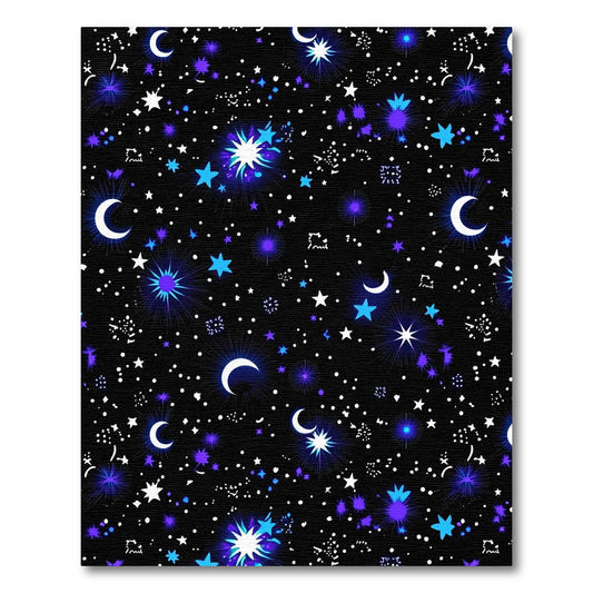 Cosmic Blue Crescent Starry Night Rug