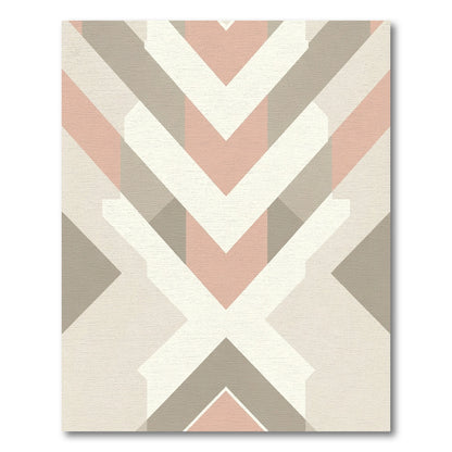 Geometric Pink and Gray Chevron Rug
