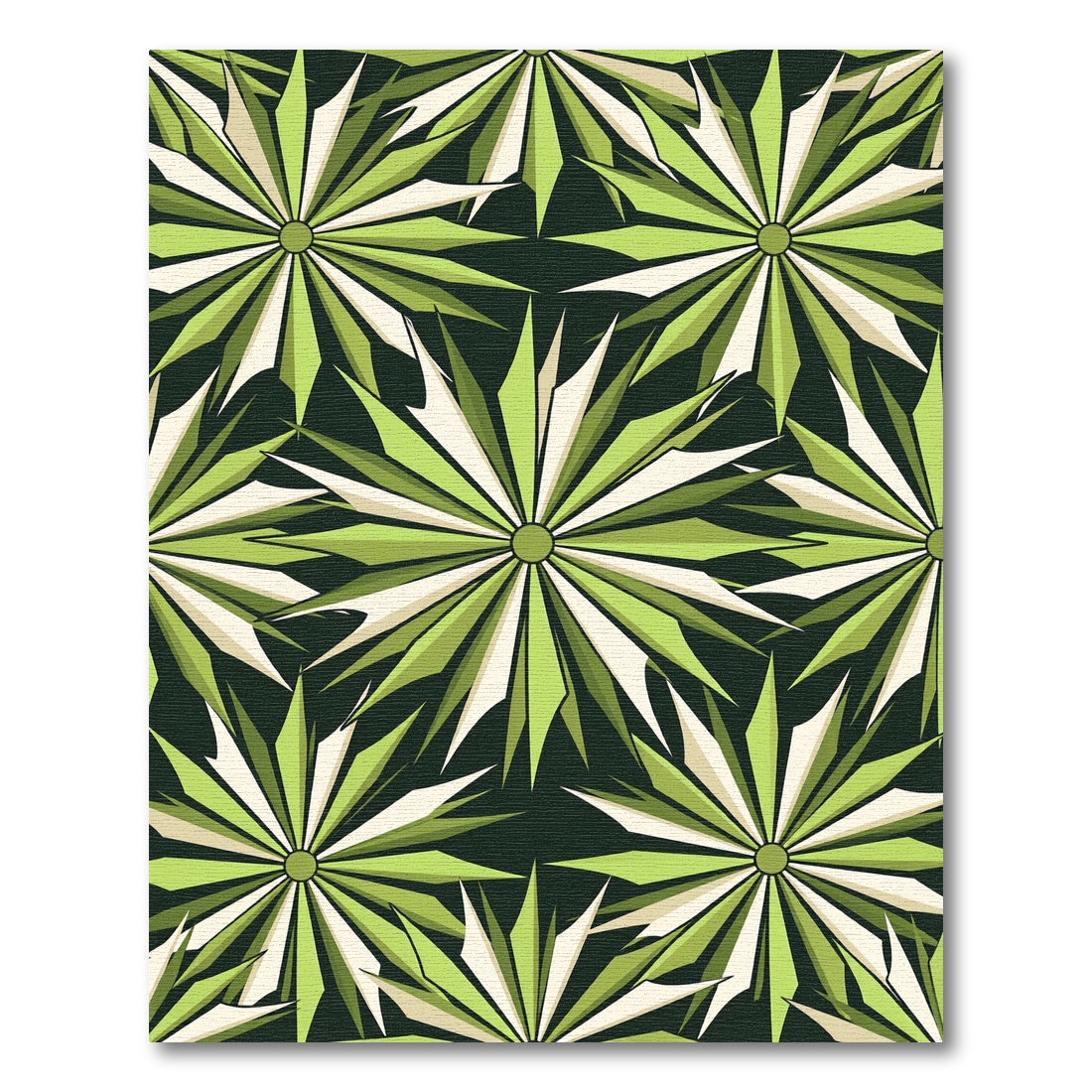 Mod Green Starburst Geometric Tile Rug