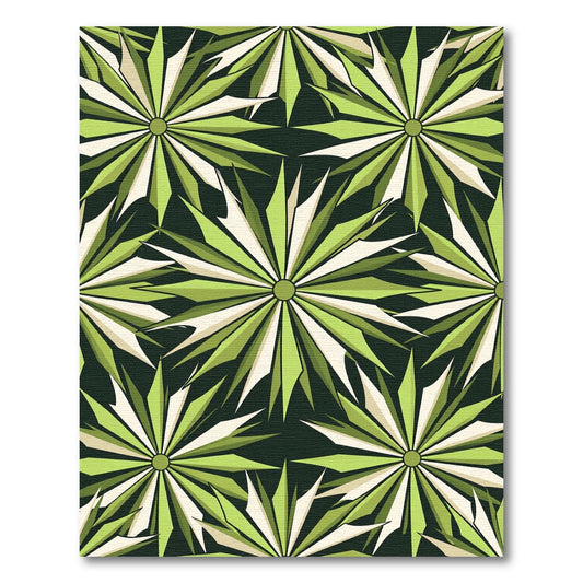 Mod Green Starburst Geometric Tile Rug