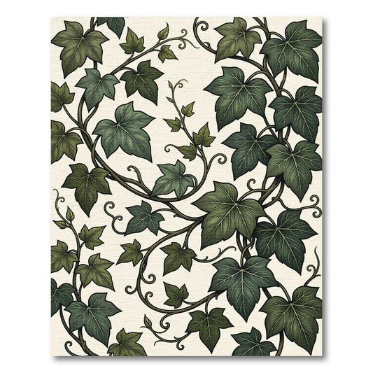 Lush Green Ivy Leaf Botanical Vine Rug