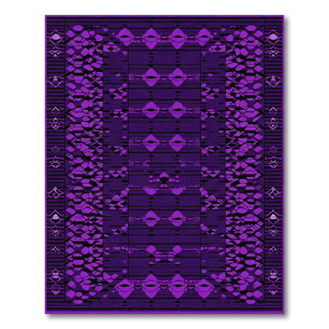Deep Purple Abstract Geometric Medallions Rug