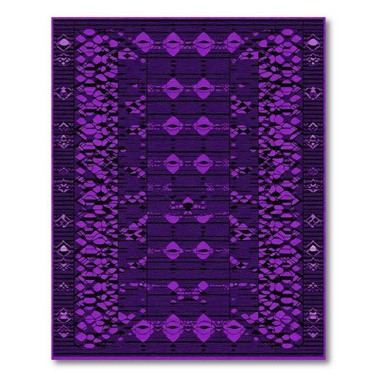 Deep Purple Abstract Geometric Medallions Rug