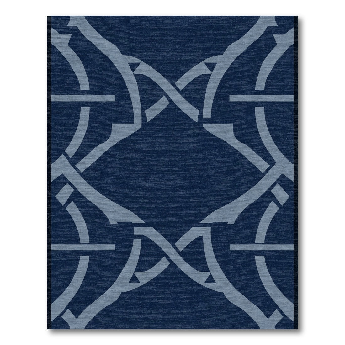Deep Navy Interlocking Geometric Weave Rug