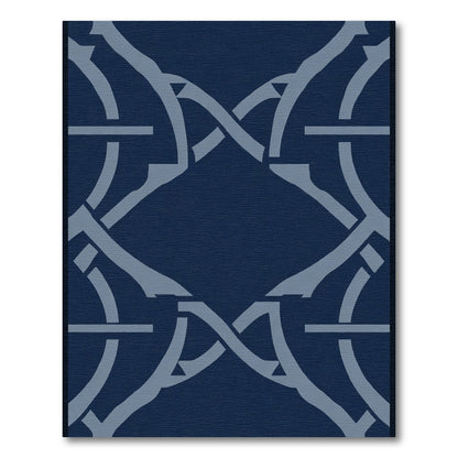 Deep Navy Interlocking Geometric Weave Rug