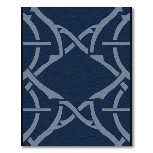 Deep Navy Interlocking Geometric Weave Rug