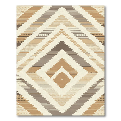 Neutral Earth Tone Geometric Diamond Rug