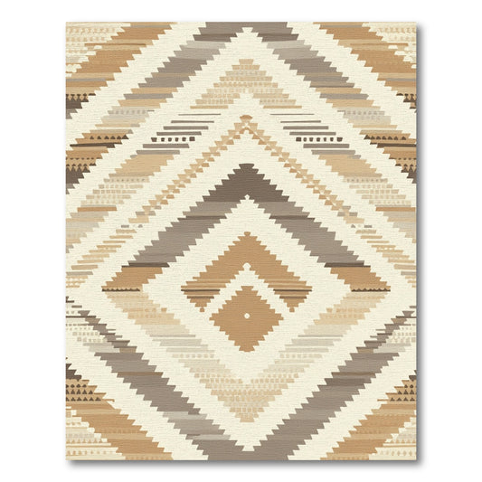 Neutral Earth Tone Geometric Diamond Rug