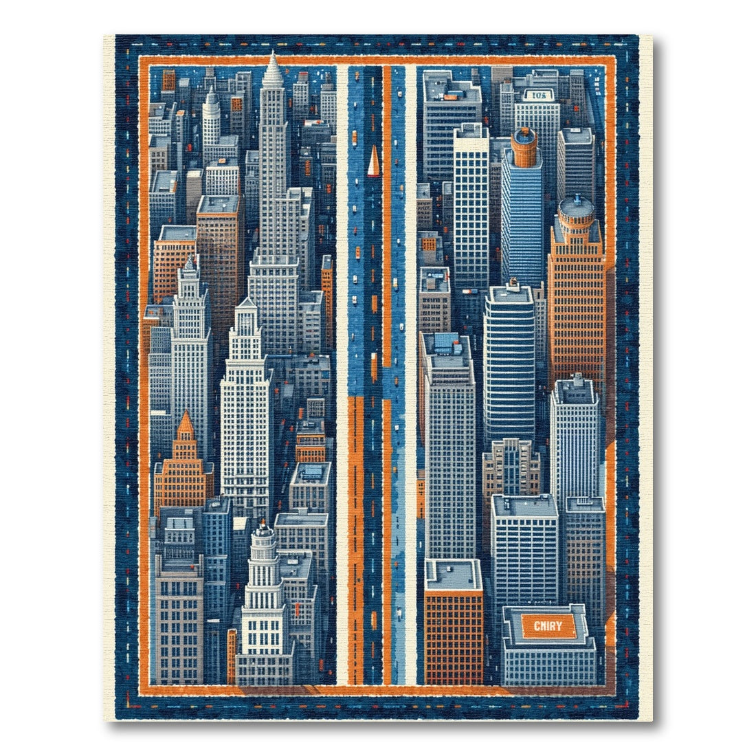 Urban Navy Orange Skyline Rug