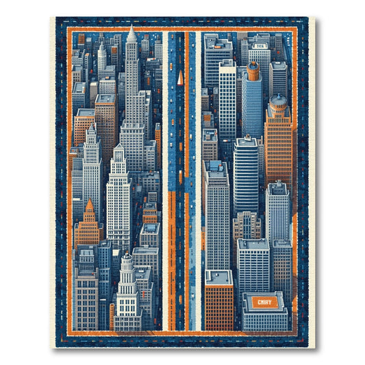 Urban Navy Orange Skyline Rug