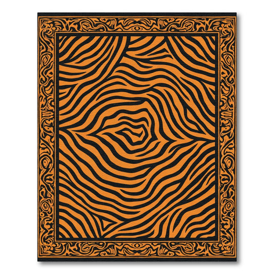 Bold Orange Zebra Stripe Border Rug