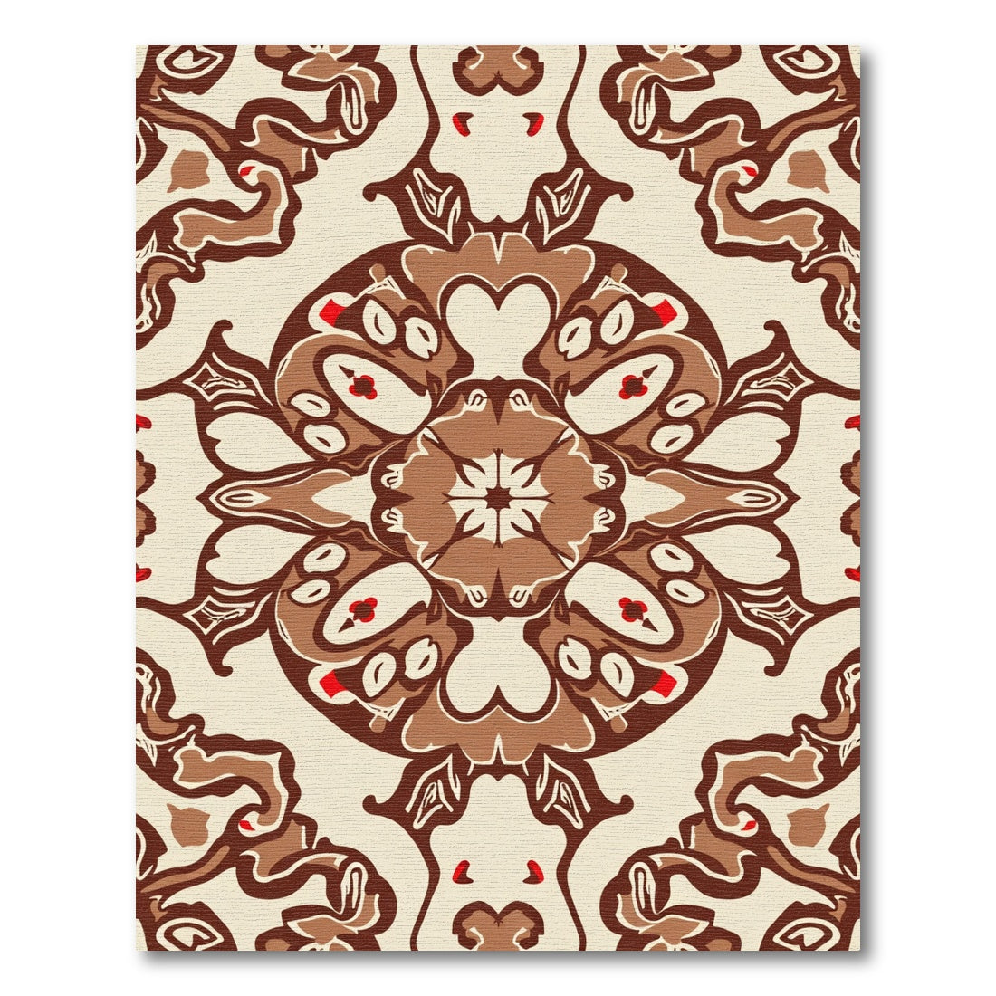 Chocolaty Brown Abstract Floral Medallion Rug