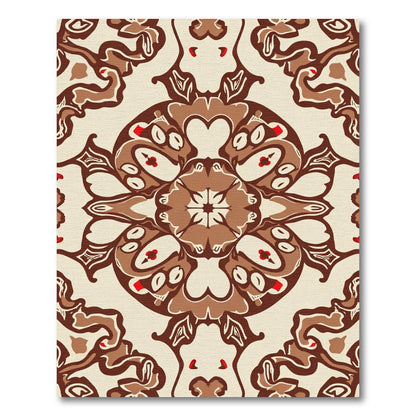 Chocolaty Brown Abstract Floral Medallion Rug