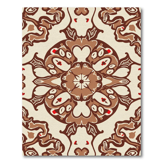 Chocolaty Brown Abstract Floral Medallion Rug