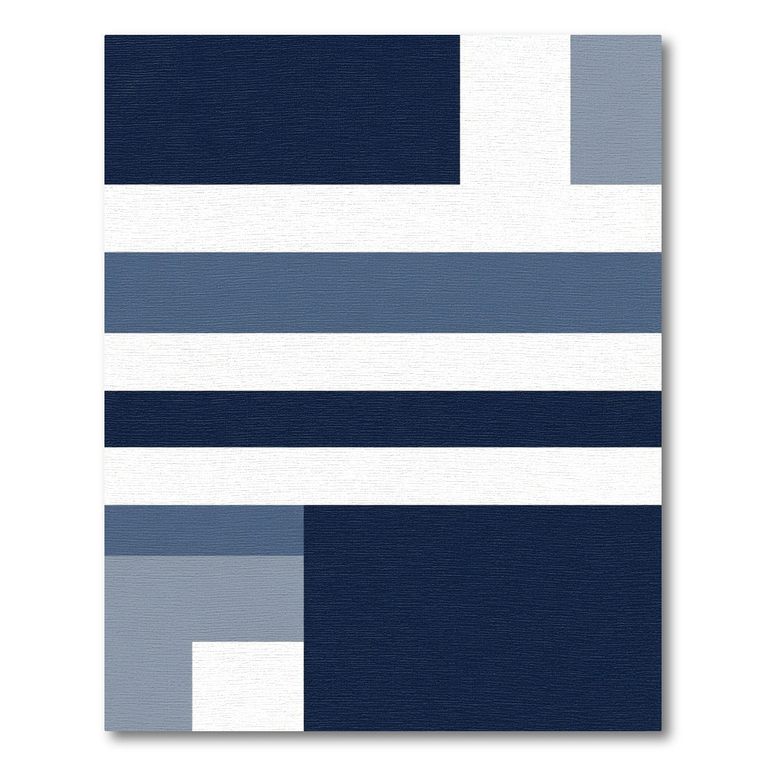 Abstract Navy Blue Striped Geometric Rug