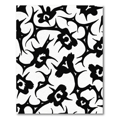 Bold Black Organic Spiky Floral Rug