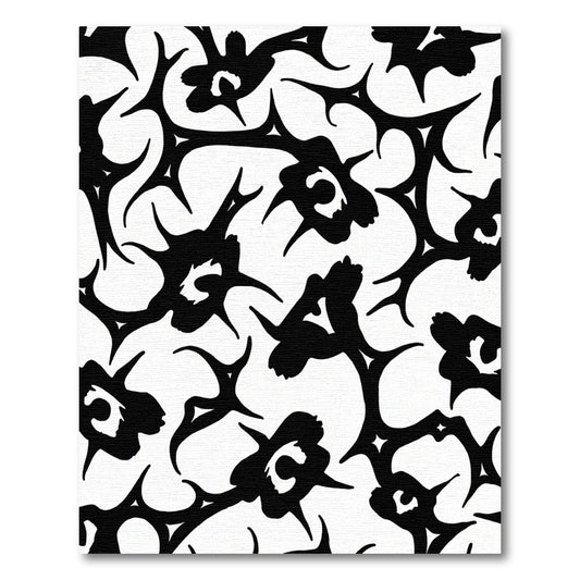 Bold Black Organic Spiky Floral Rug