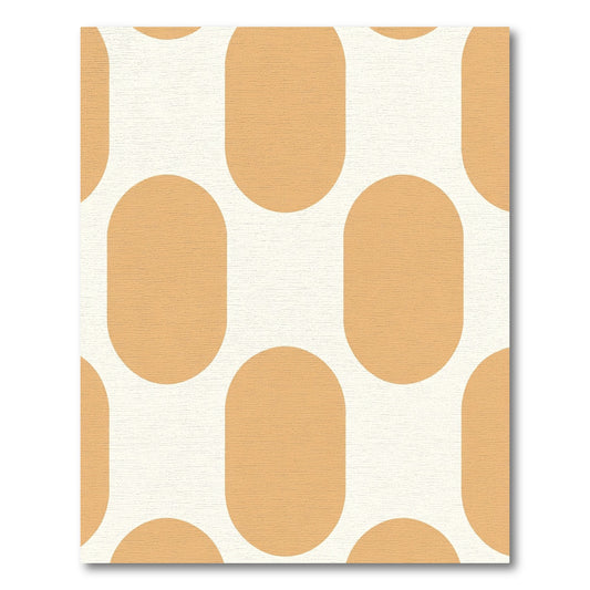 Caramel White Oval Overlay Rug