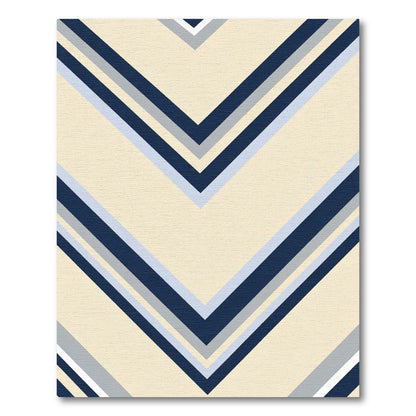 Chevron Stripes Geometric Cream Blue Rug