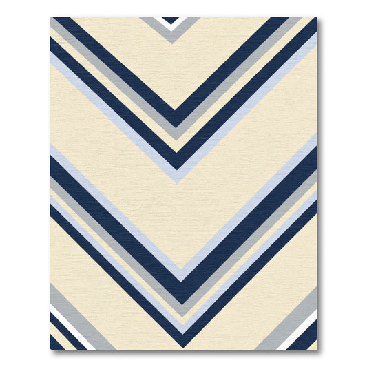 Chevron Stripes Geometric Cream Blue Rug